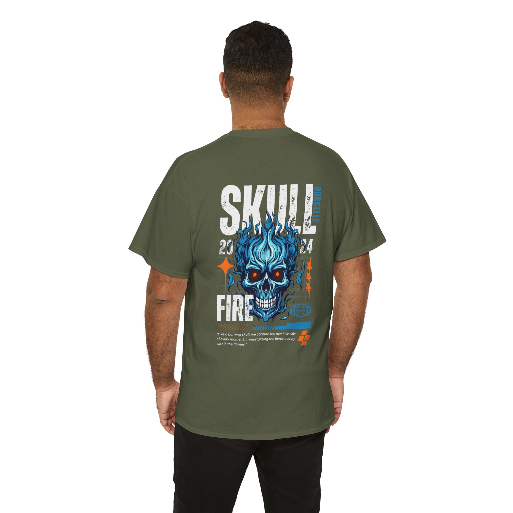 MySignatur Skull Fire Graphic T-shirt | Unisex Heavy Cotton T-Shirt, Edgy Streetwear, Gift for Him/Her, Casual Wear, Halloween Apparel - Image 12