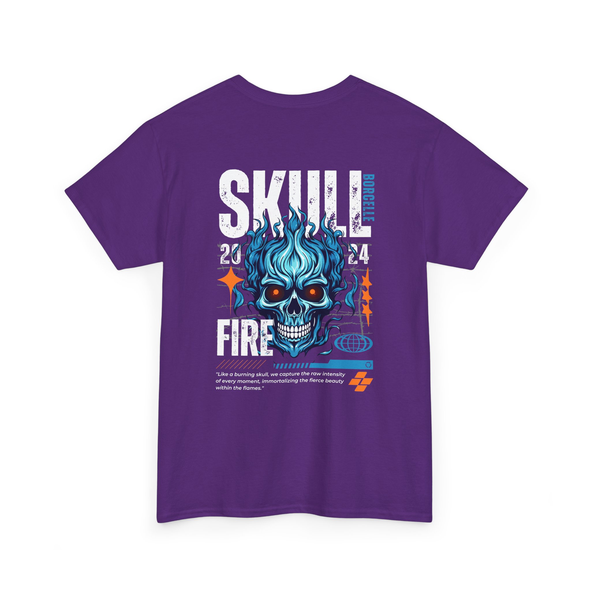 MySignatur Skull Fire Graphic T-shirt | Unisex Heavy Cotton T-Shirt, Edgy Streetwear, Gift for Him/Her, Casual Wear, Halloween Apparel - Image 29