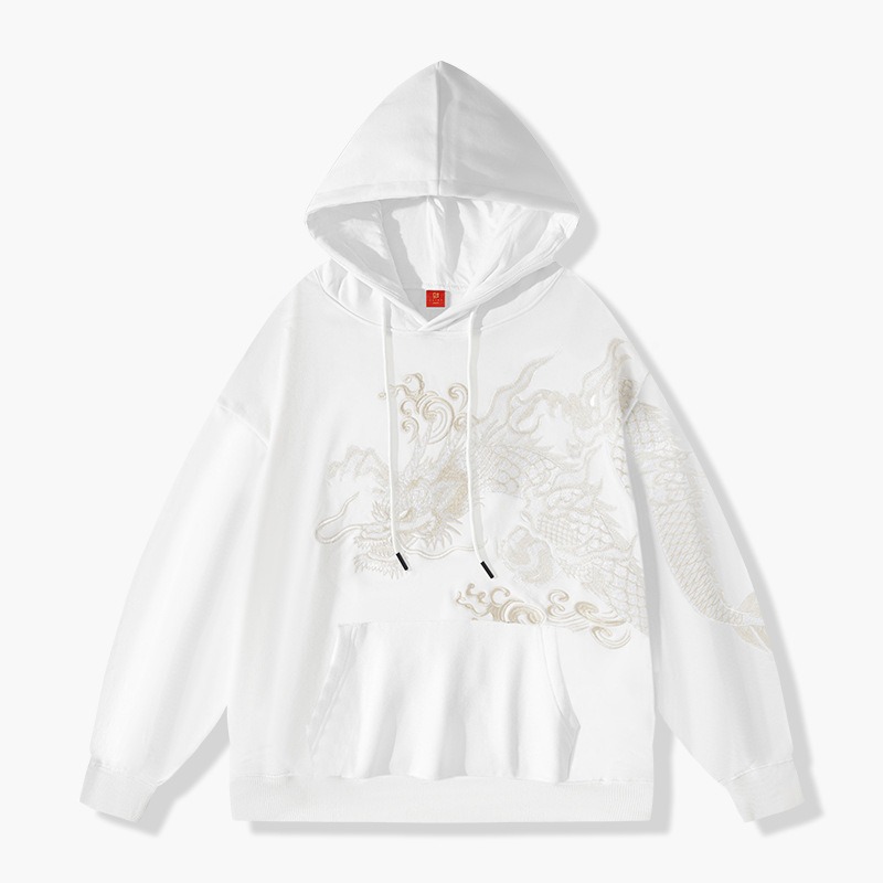 Chinese fashion brand autumn embroidered printed hoodie sweatshirt for men and women street couple loose national trend tops - Image 3